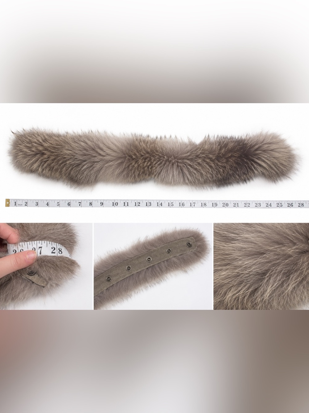 Natural Raccoon Fur Hood Trim – Removable